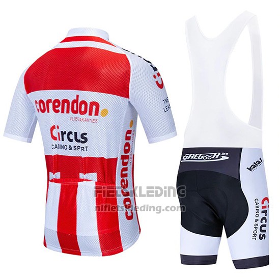 2019 Fietskleding Corendon Circus Rood Wit Korte Mouwen en Koersbroek